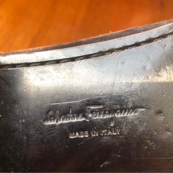 Salvatore Ferragamo black suede loafers with silver Gancini logo - Picture 10 of 10